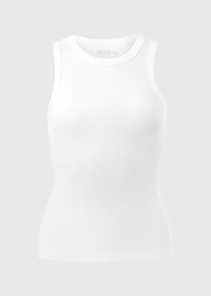 Matalan White White High Neck Ribbed Vest Top for Women | Best Price UAE